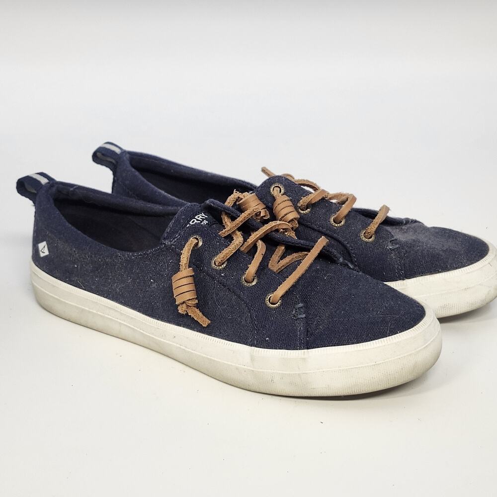 Sperry Crest Vibe Top Sider Navy Blue Canvas Sneakers Women's 7.5 Memory Foam